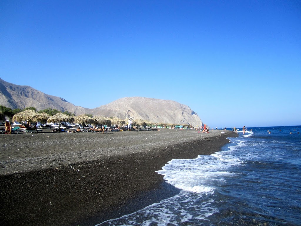 black sand beach santorini