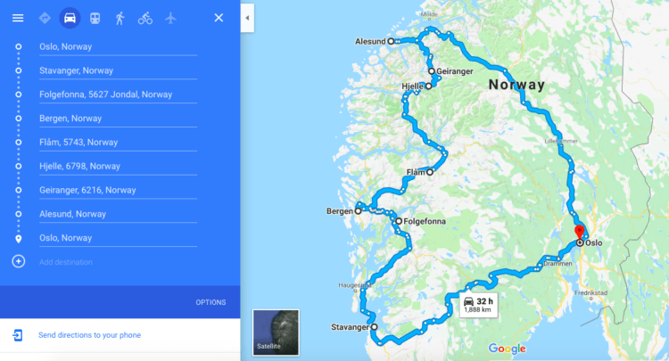 10 Days In Norway A Complete Norway Road Trip Itinerary   Norway Road Trip Itinerary Map 750x405 