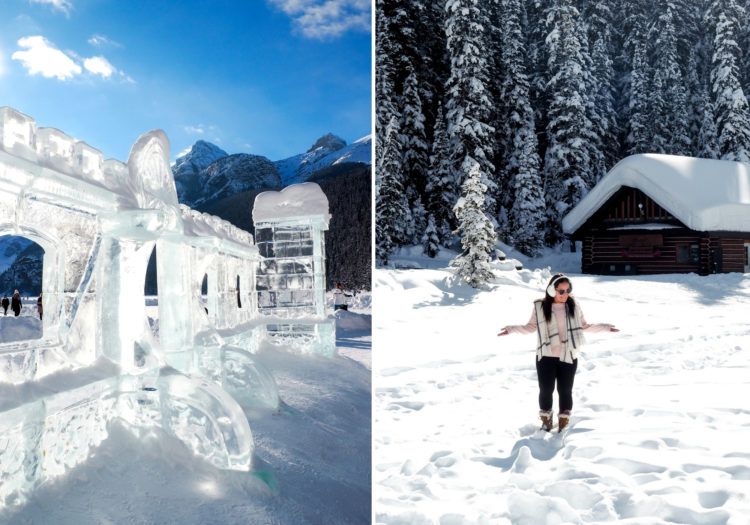 Tote Bag of Ice Castle on Lake Louise. Banff National Park