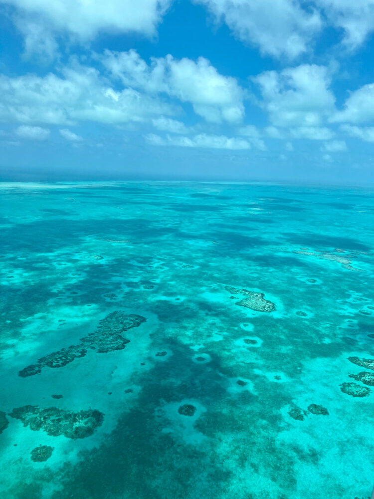 flying over the great blue hole in Belize